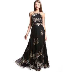 Meghan LA Black Sleeveless Sequin Evening Gown